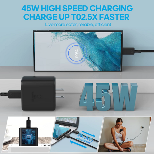 45W USB-C Super Fast Wall Charger 10FT Cable For Samsung Galaxy S20